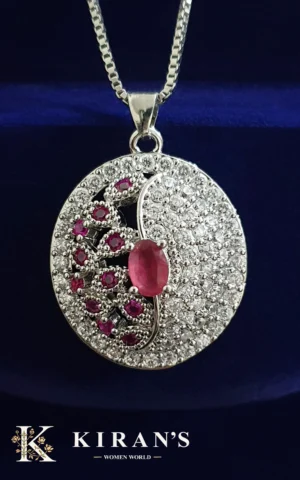 Magenta Silver | Oval Pendant