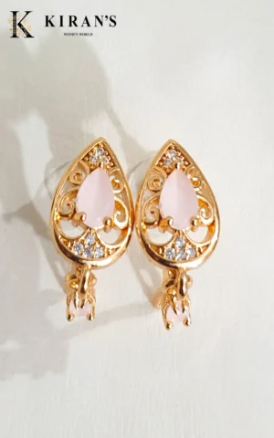 Golden Pink | Droplet Bell Earrings