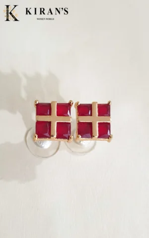 Red Golden | Square Earrings