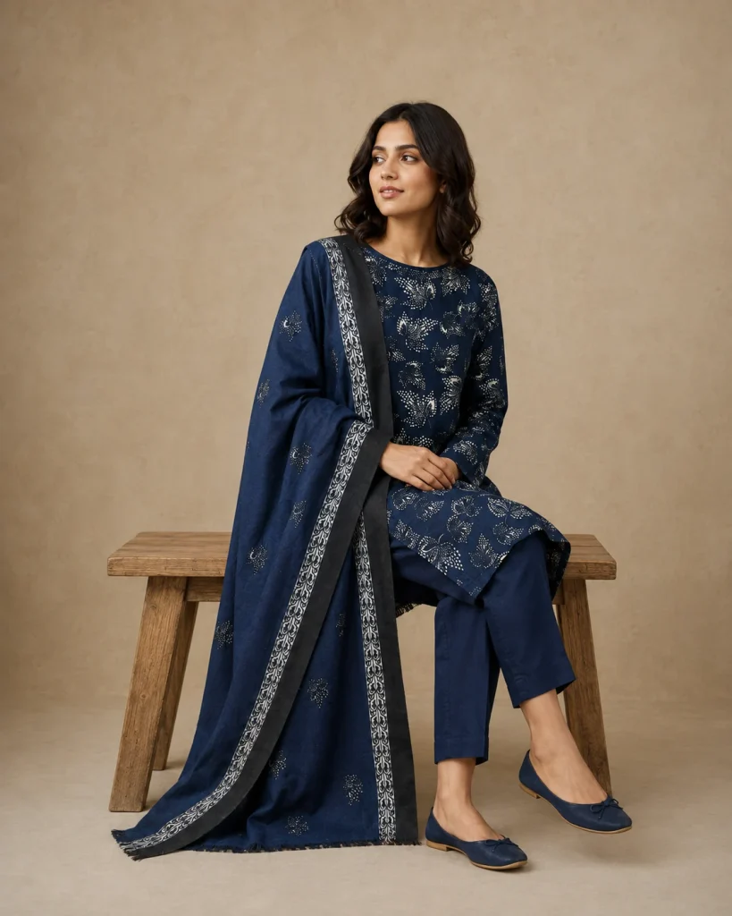 Modelled styling of 32 fabric.