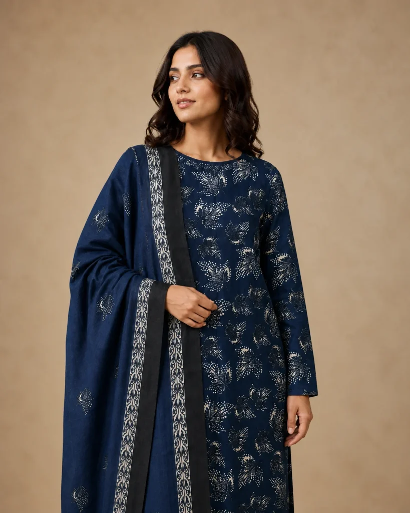 Modelled styling of 32 fabric.