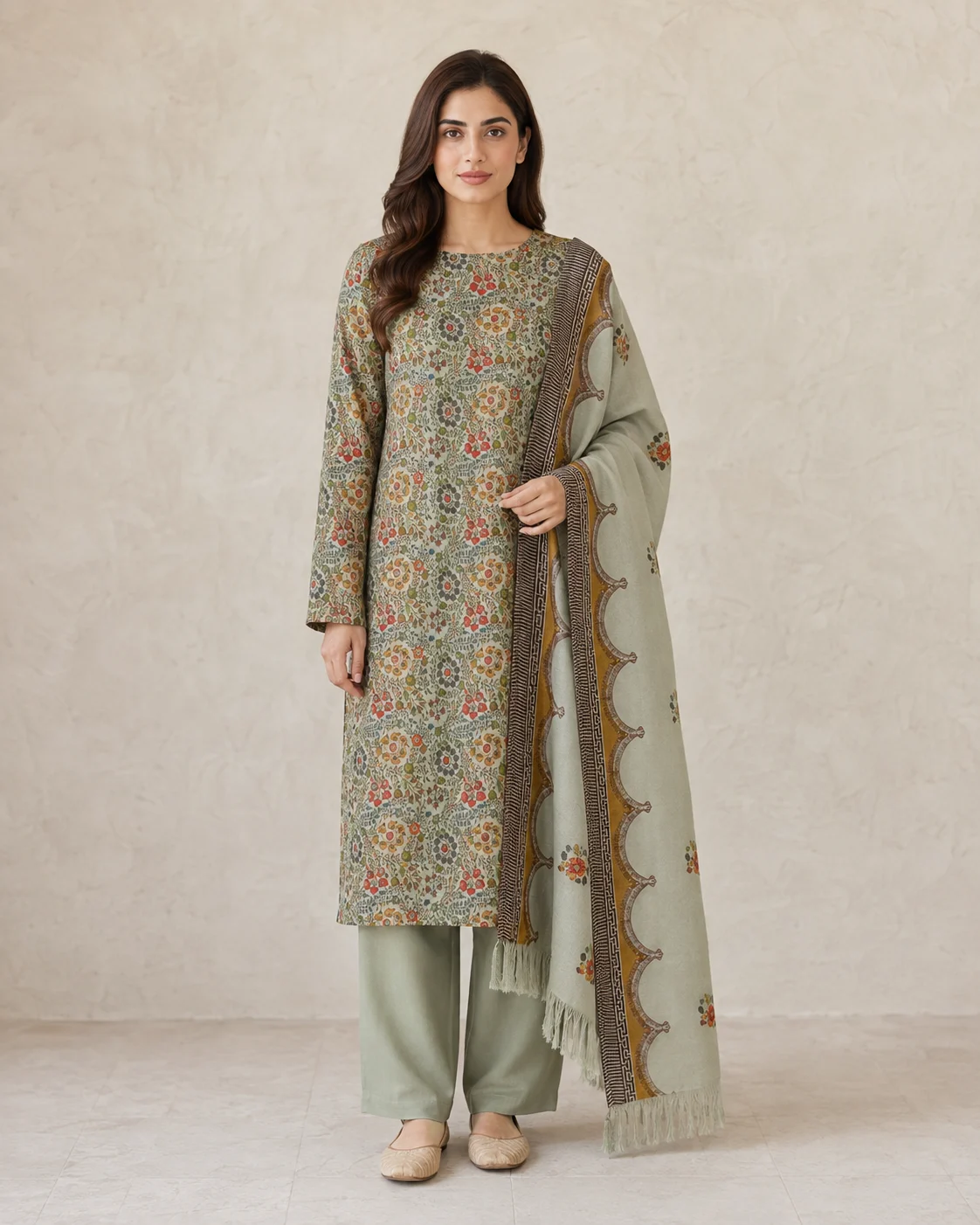 Modelled styling of 40 1 fabric.