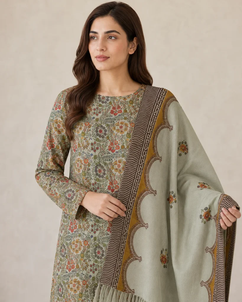 Modelled styling of 40 1 fabric.